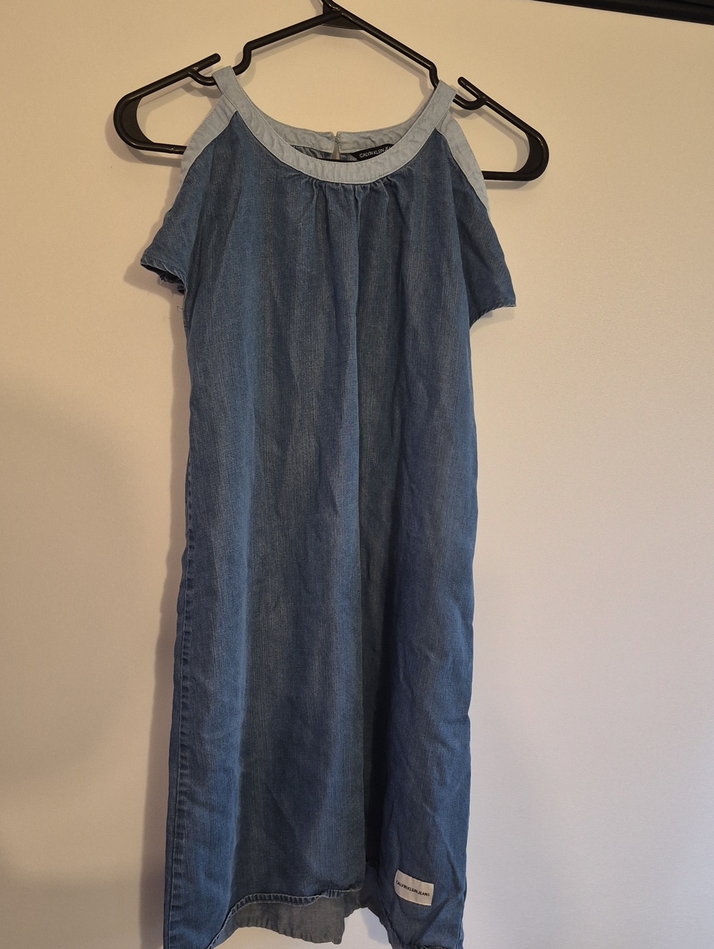Calvin Klein Jeans Light and Mid Blue Cold-Shoulder Denim Dress